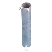 Ground socket with two | bolt holes for |  48,  60,  76 mm | tube posts |  76 mm tubular post